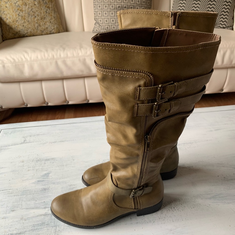 Green wide calf boots